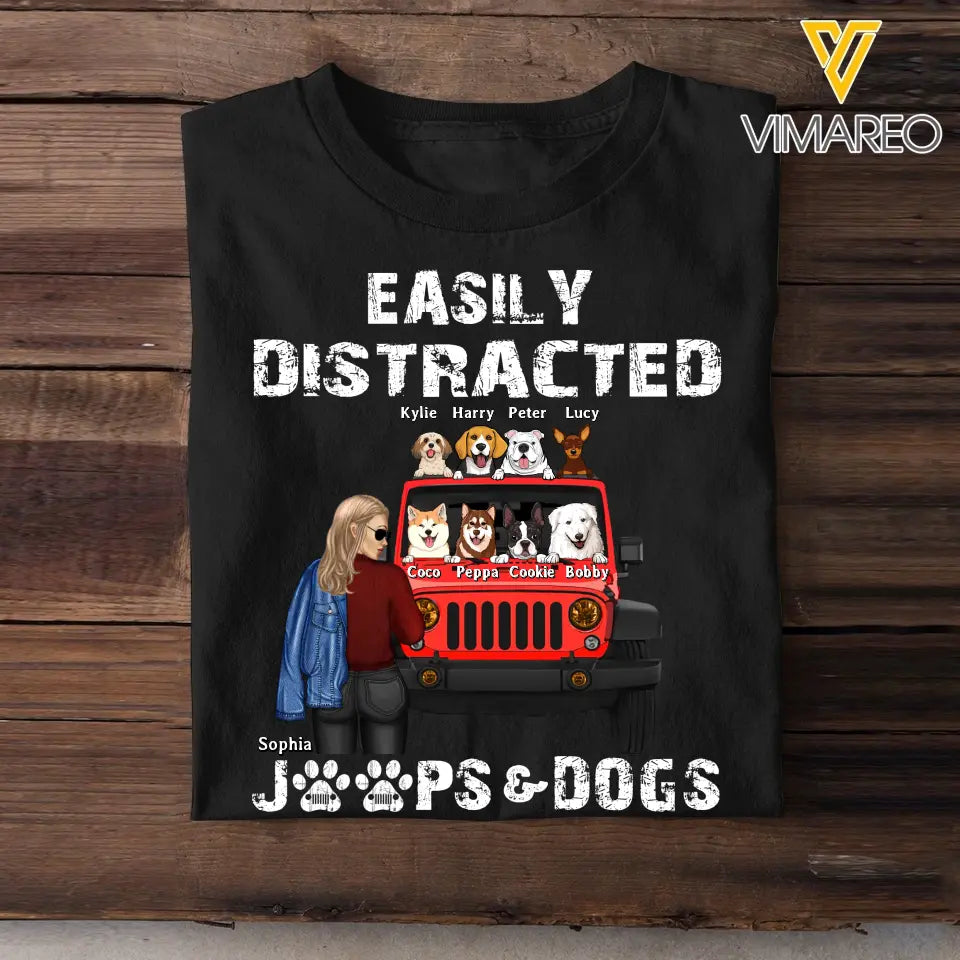 Personalized Jeep Girl Easily Distracted Jeep Dogs T-shirt Printed MTHN2007