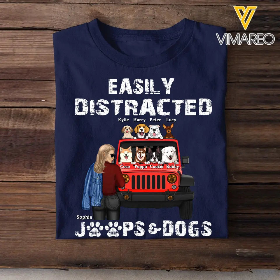 Personalized Jeep Girl Easily Distracted Jeep Dogs T-shirt Printed MTHN2007