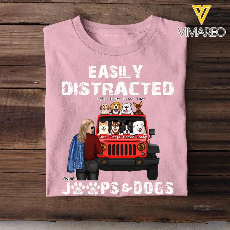 Personalized Jeep Girl Easily Distracted Jeep Dogs T-shirt Printed MTHN2007