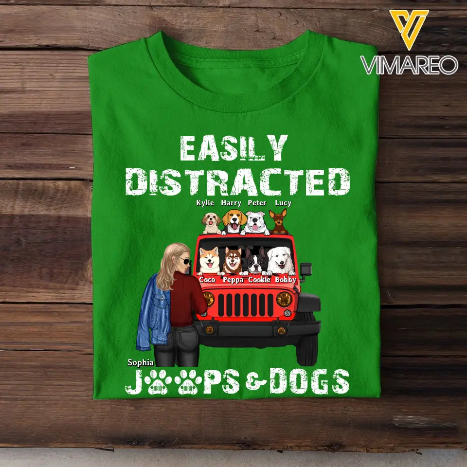 Personalized Jeep Girl Easily Distracted Jeep Dogs T-shirt Printed MTHN2007