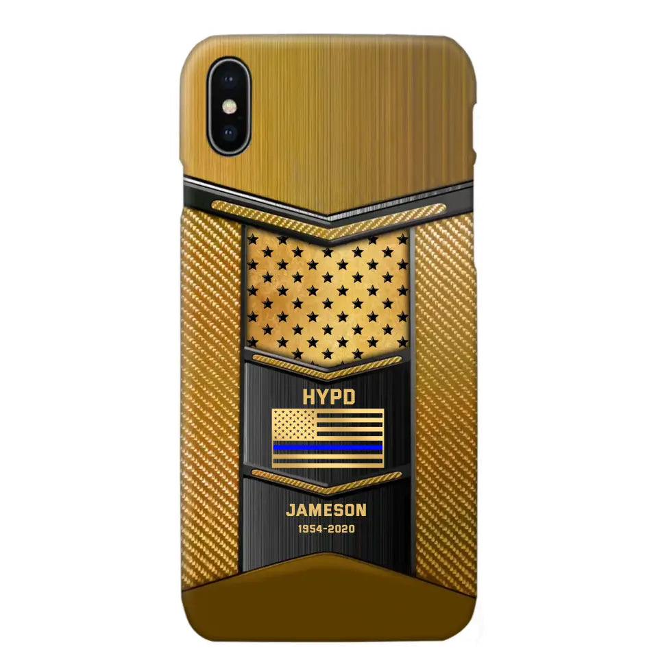 Personalized US Flag Police Department with Name Phonecase Printed 23JUL-PN21