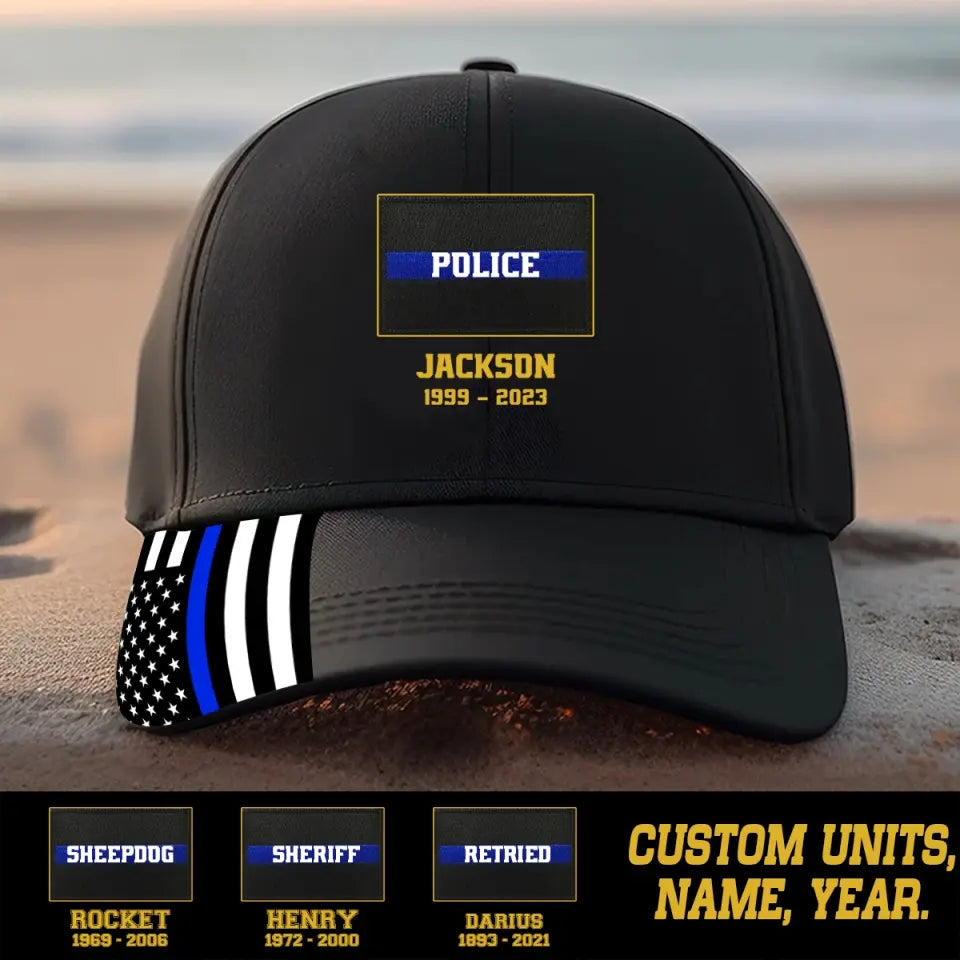 Personalized US Sheepdog Thin Blue Line Cap Printed QTDNL247