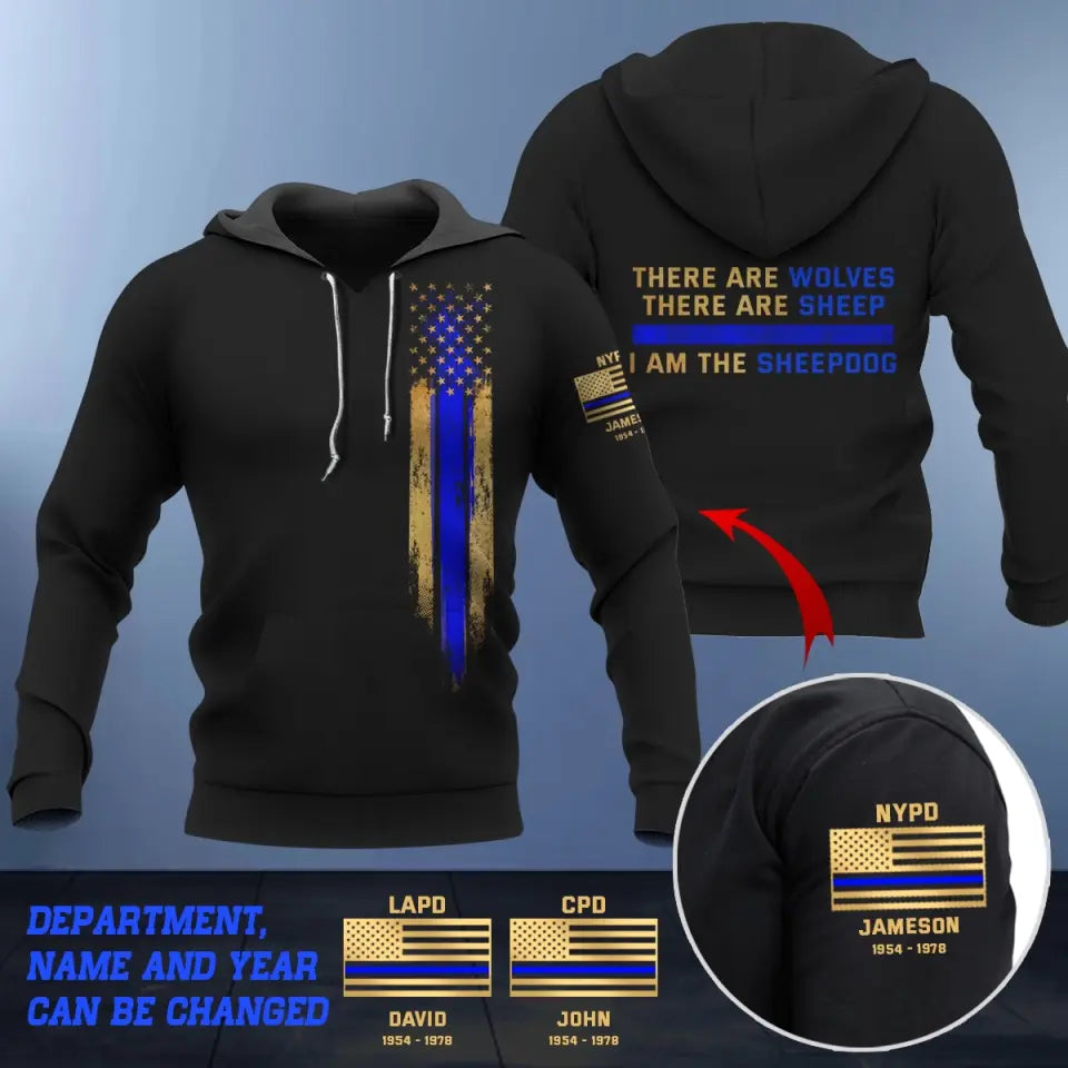 Personalized US Flag Police Department Hoodie Tshirt 3D Printed 23JUL-PN21