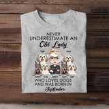 Personalized Never Underestimate An Old Lady Who Loves Dogs And Was Born In September T-shirt Printed QTHN247
