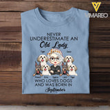 Personalized Never Underestimate An Old Lady Who Loves Dogs And Was Born In September T-shirt Printed QTHN247