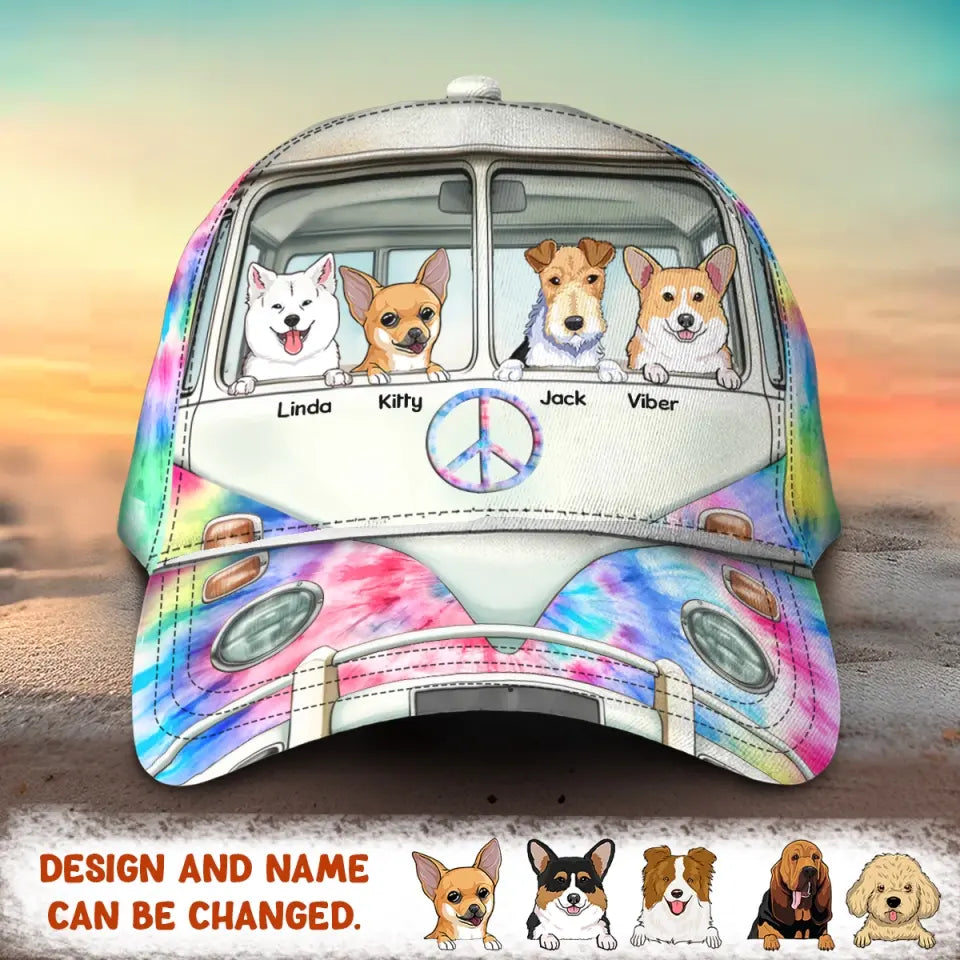 Personalized Hippie Car Dog Lovers Gift Cap 3D Printed 23JUL-PN25