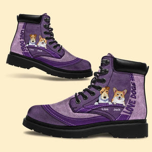 Personalized Love Dogs Dog Names Leather Boots Printed 23JUL-PN26