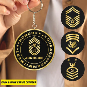 Personalized US Honor Courage Commitment Aluminium Keychain Printed QTKH277