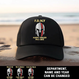 Personalized Skull US Flag Firefighter Department & Name Cap Printed HTHKVH2607