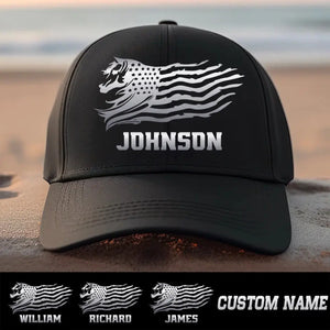 Personalized Silver US Flag with Name Cap Printed 23JUL-DNL26