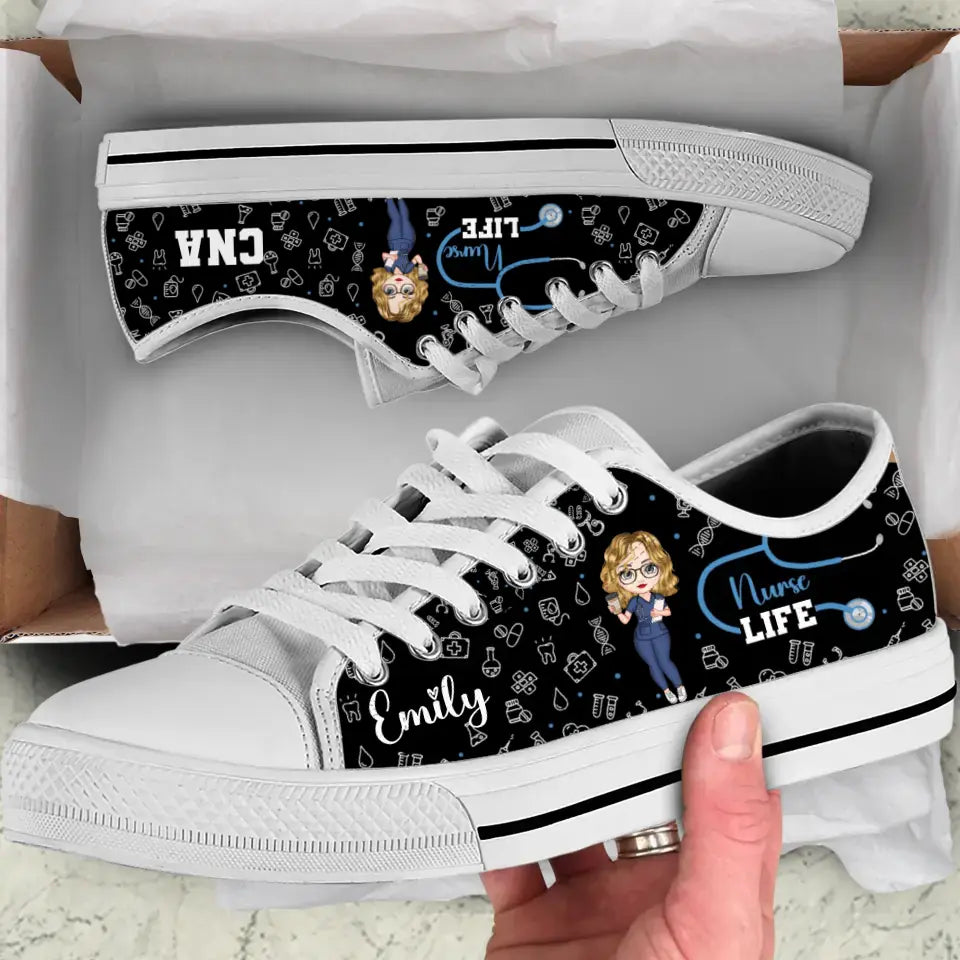 Personalized Nurse Life Gift for Nurse Low top Shoes Printed HTHHN2607