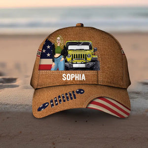 Personalized Jeep Girl with Name Cap 3D Printed HTHPD2407