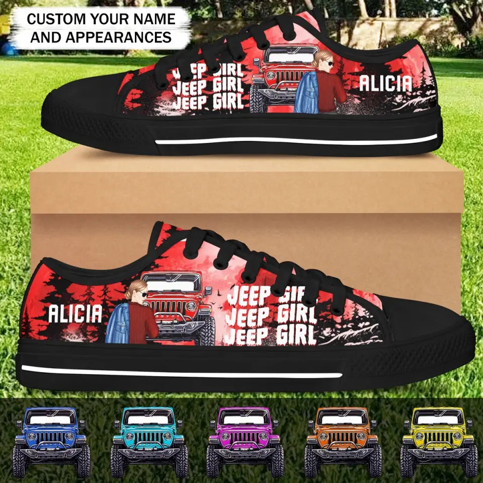 Personalized Jeep Girl with Name Low Top Shoes Printed MTPVD2607