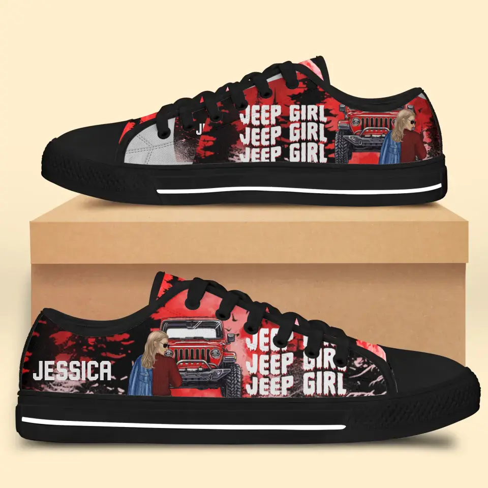 Personalized Jeep Girl with Name Low Top Shoes Printed MTPVD2607