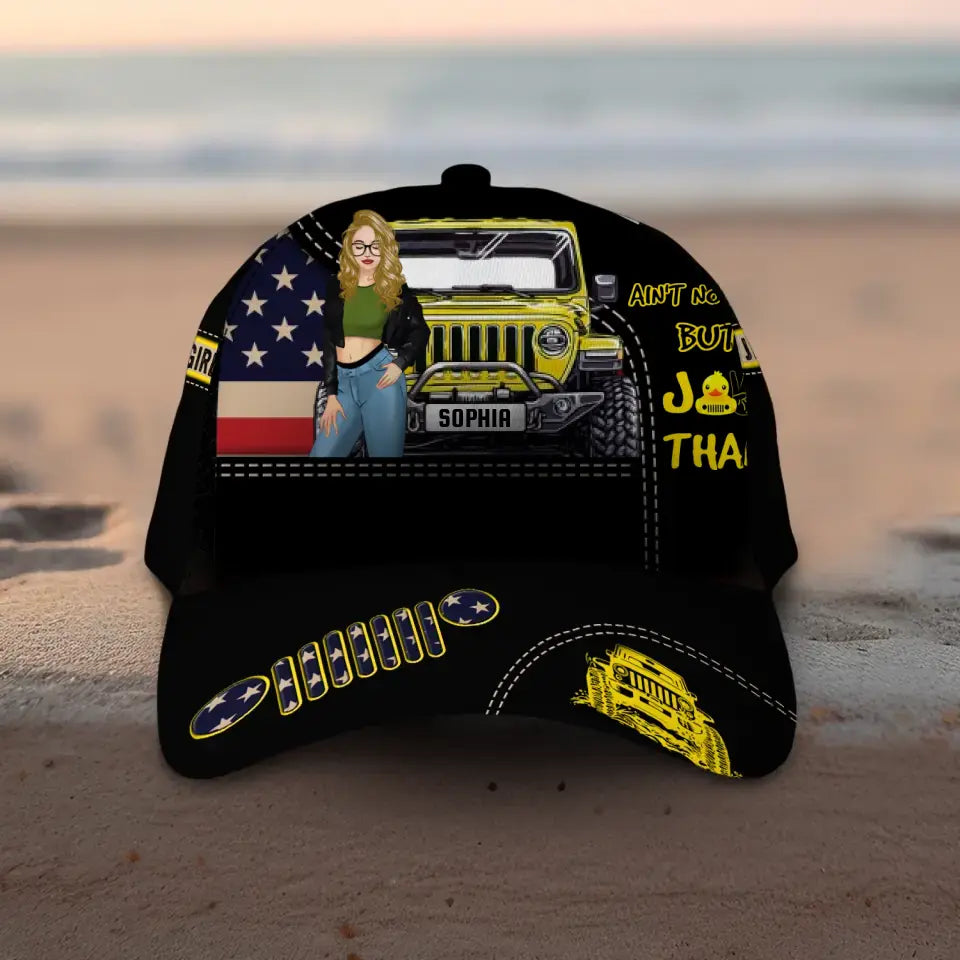 Personalized Ain't Nothing But A Jeep Thang Jeep Girl with Name Cap 3D Printed MTPD2607