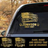 Personalized US Veterans Car Decal Printed QTKH20238
