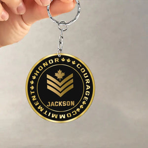 Personalized Canadian Honor Courage Commitment Aluminium Keychain Printed QTKH277