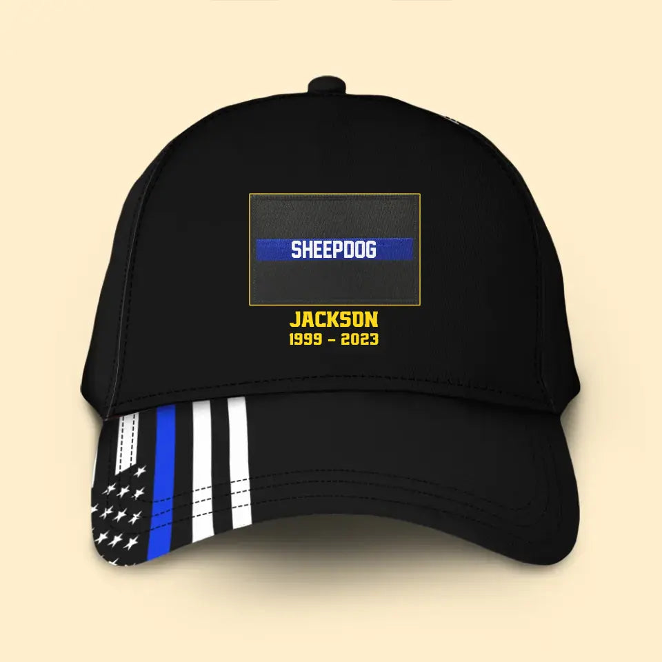 Personalized US Sheepdog Thin Blue Line Cap Printed QTDNL247