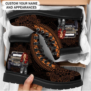 Personalized Jeep Girl Leather Boots Printed 23JUL-PD27