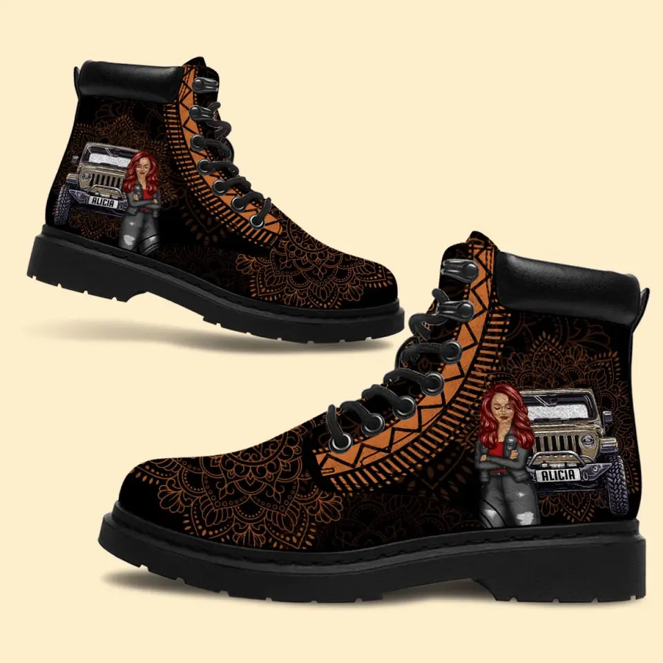Personalized Jeep Girl Leather Boots Printed 23JUL-PD27