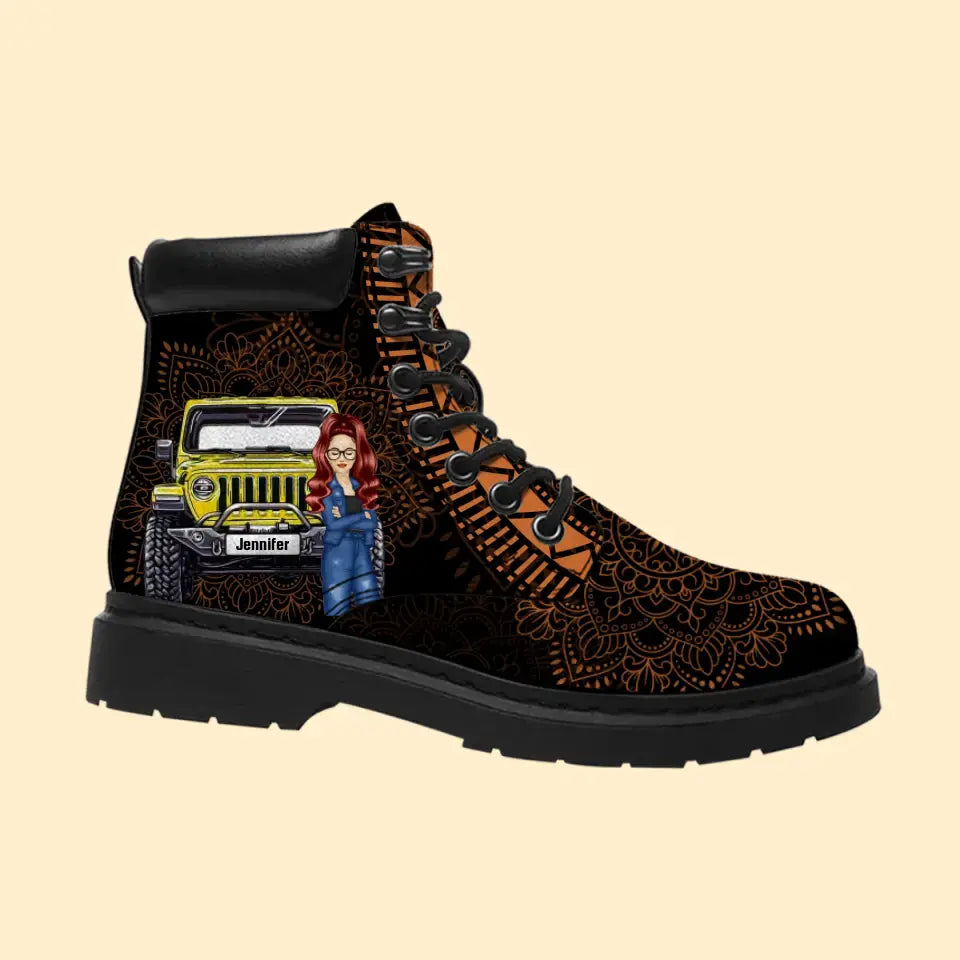 Personalized Jeep Girl Leather Boots Printed 23JUL-PD27
