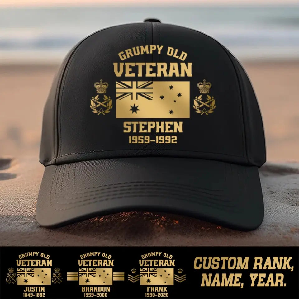 Personalized UK Flag Grumpy Old Veteran Cap Printed DNL20232