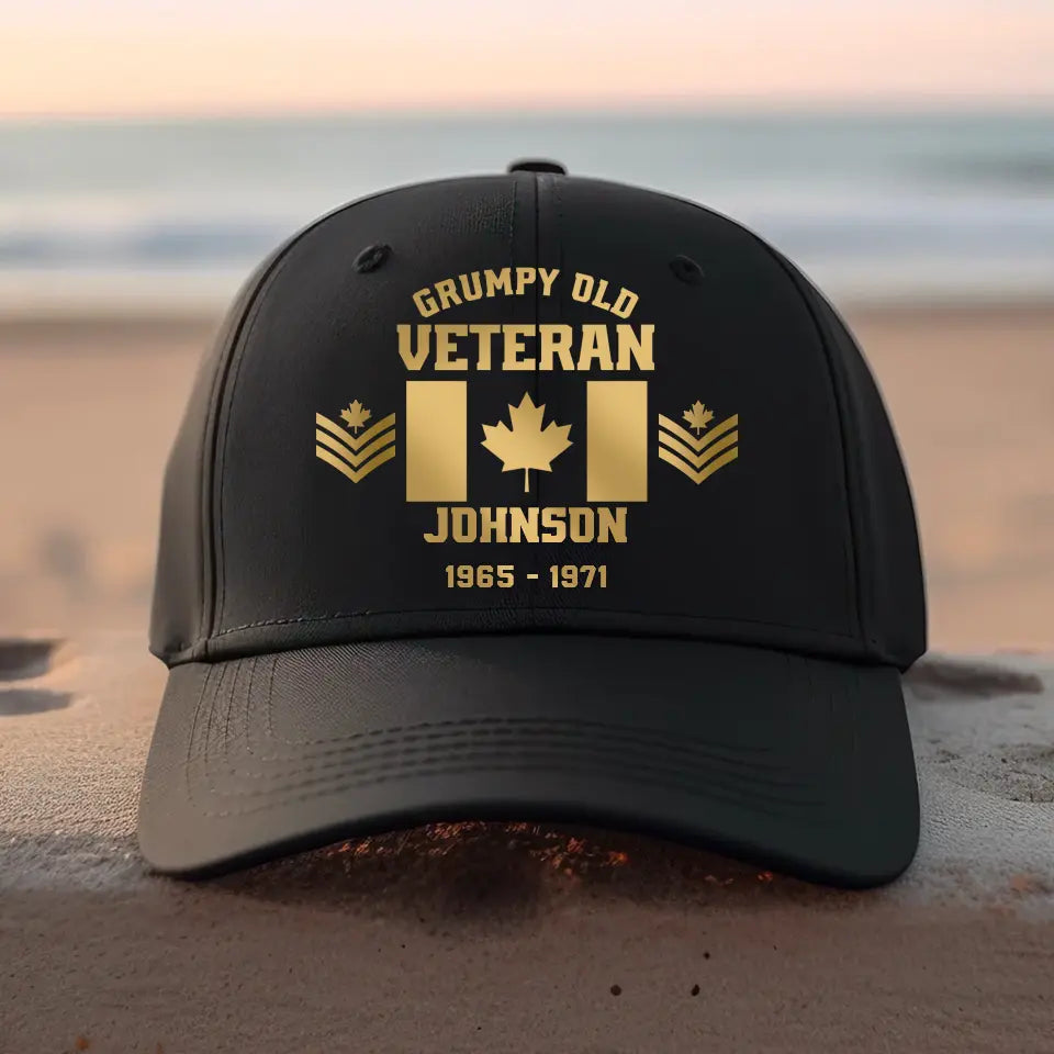 Personalized Canada Flag Grumpy Old Veteran Cap Printed DNL20235