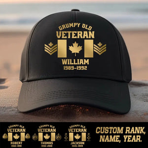 Personalized Canada Flag Grumpy Old Veteran Cap Printed DNL20235