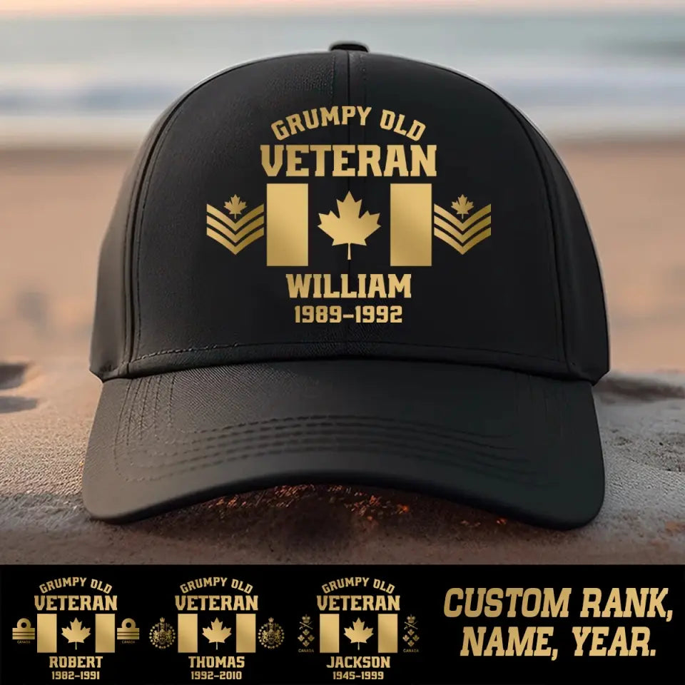 Personalized Canada Flag Grumpy Old Veteran Cap Printed DNL20235