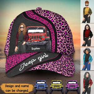 Personalized Jeep Girl Pink Leopard Pattern Cap Printed PN202336