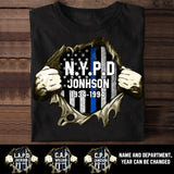 Personalized US Flag Police Department with Name T-shirt Printed KVH202345