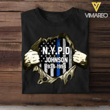 Personalized US Flag Police Department with Name T-shirt Printed KVH202345