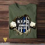Personalized US Flag Police Department with Name T-shirt Printed KVH202345