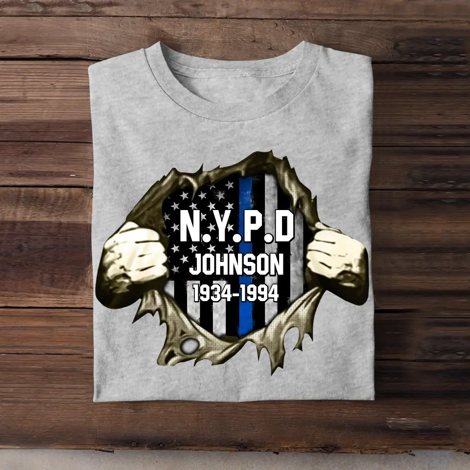 Personalized US Flag Police Department with Name T-shirt Printed KVH202345