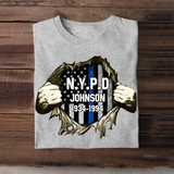 Personalized US Flag Police Department with Name T-shirt Printed KVH202345