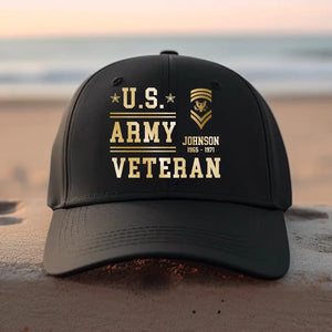 Personalized US Military Soldier Veteran Retired Cap Printed QTPD202383