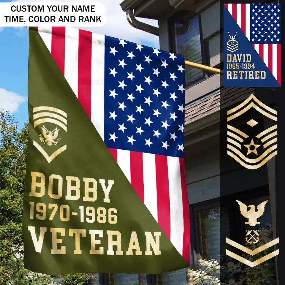 Personalized US Soldier Retired Veteran Flag Printed QTPD2023118