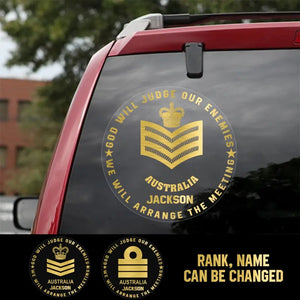 Personalized Australian Soldier God Will Judge Our Enemies We Will Arrange The Meeting Car Decal Printed QTKH2023117