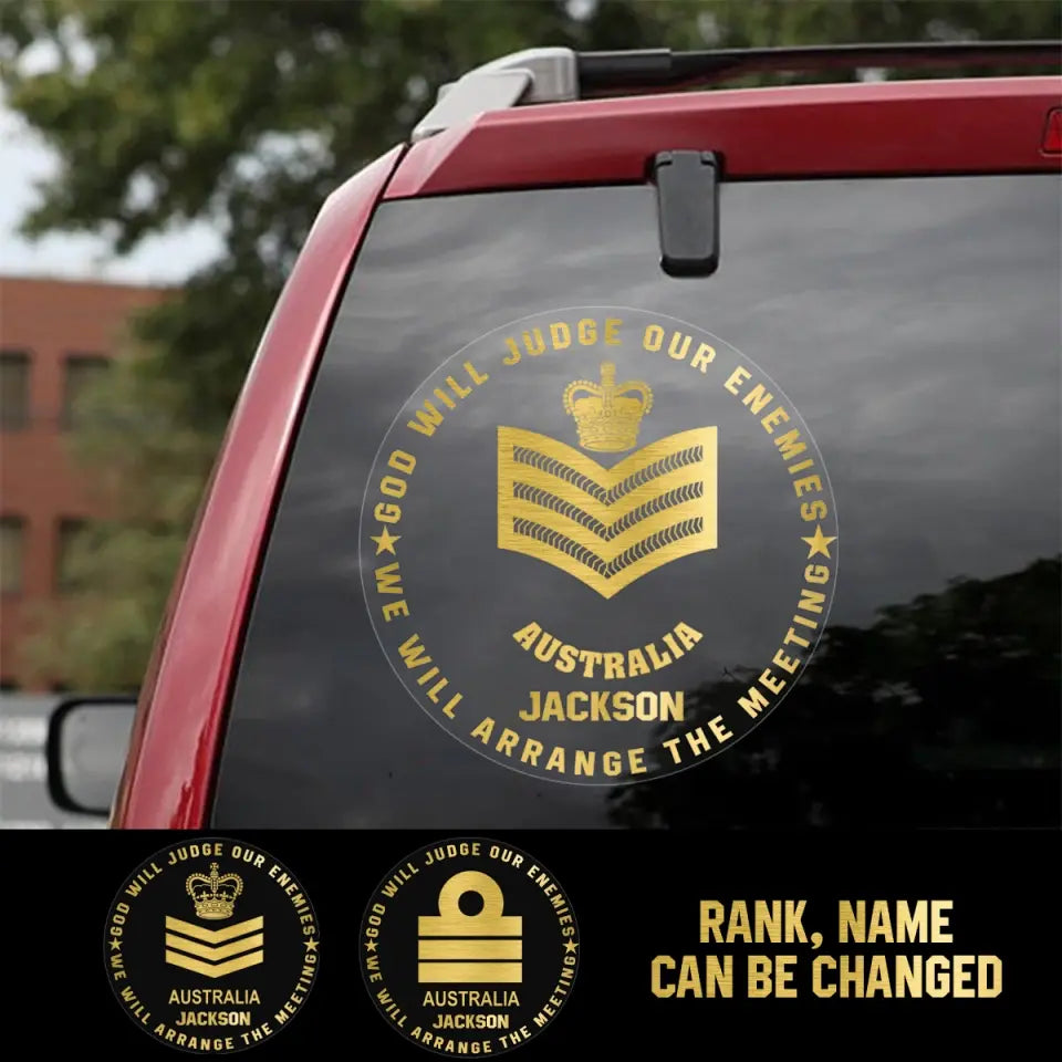 Personalized Australian Soldier God Will Judge Our Enemies We Will Arrange The Meeting Car Decal Printed QTKH2023117