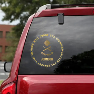 Personalized Australian Soldier God Will Judge Our Enemies We Will Arrange The Meeting Car Decal Printed QTKH2023117