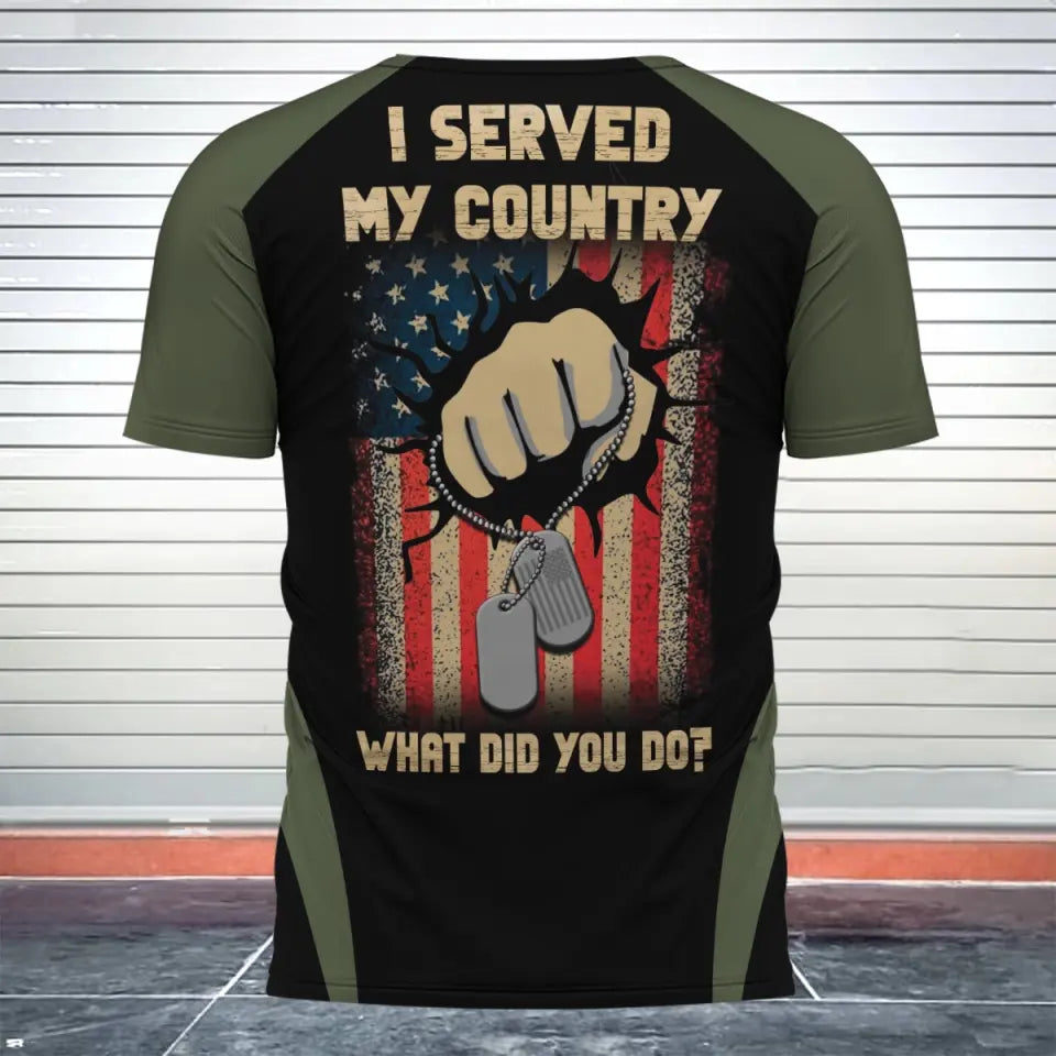 Personalzied I Served My Country What Did You Do US Rank Camo with Name 3D T-shirt Printed MTHPTN202380