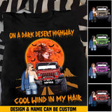 Personalized On A Dark Desert Highway Cool Wind In My Hair Jeep Girl T-shirt Printed MTHN202399