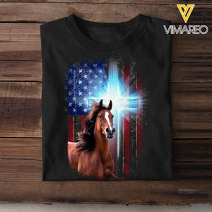 Personalized Upload Your Horse Photo On Cross Flag 2023162
