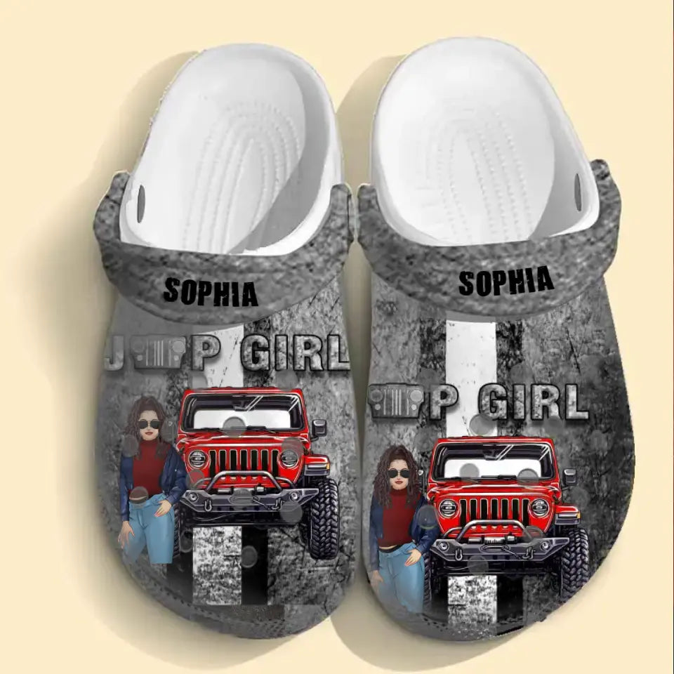 Personalized Jeep Girl  with Name Clogs Slipper Shoes Printed HN202397