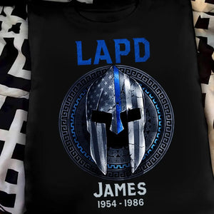 Personalized US Law Enforcement With Thin Blue Line Spartan Tshirt 2023161PTN