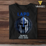 Personalized US Law Enforcement With Thin Blue Line Spartan Tshirt 2023161PTN