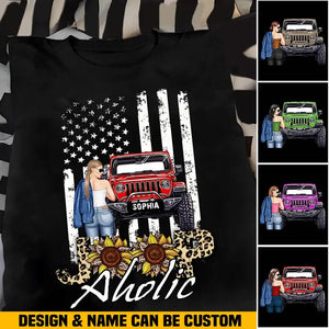 Personalized Jeep Aholic Jeep Girl T-shirt Printed MTHN2023107