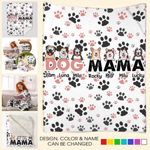 Personalized Dog Mama Dog Names Dog Lovers Gift Fleece or Sherpa Blanket Printed HTHKVH2023108