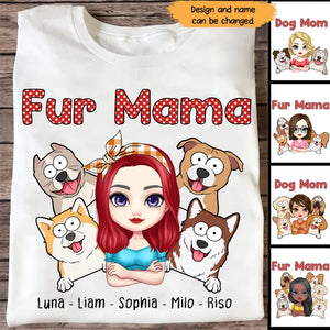 Personalized Dog Mom Fur Mama Dog Lovers T-shirt Printed QTHN2023195