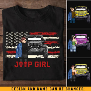 Personalized Jeep Girl with Name T-shirt Printed MTKVH23147